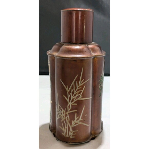 Chinese Tea Herbs Bottle Traditional Caddy Figure Signed - Picture 4 of 13